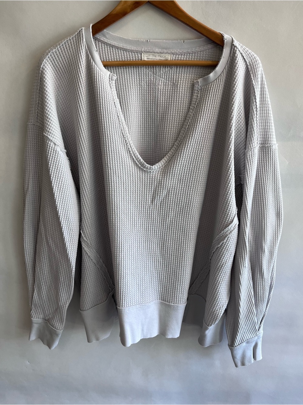 We The Free Oversized Thermal Waffle Knit Long Sleeve Top